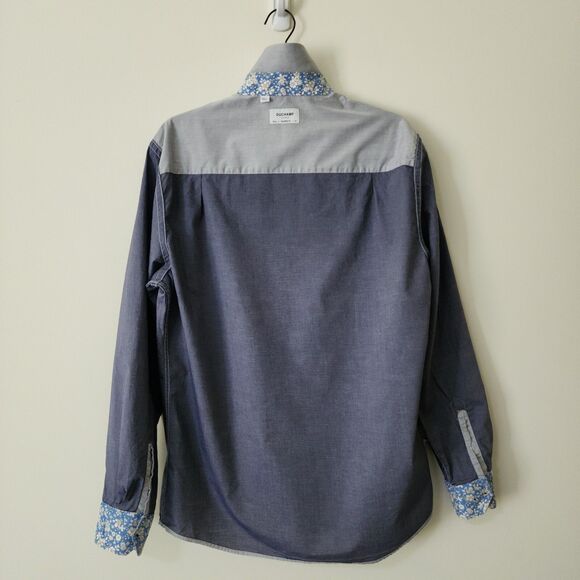 Duchamp London Mens Cotton Tailored Fit Button-Up Shirt Sz 16.5/L/42 Grey Floral - Picture 6 of 9